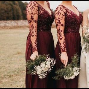 Mori Lee Burgundy Formal Dress
